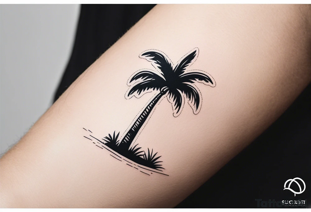 3cm X 4cm fineline tattoo in the armback. tall and thin palm tree tattoo idea
