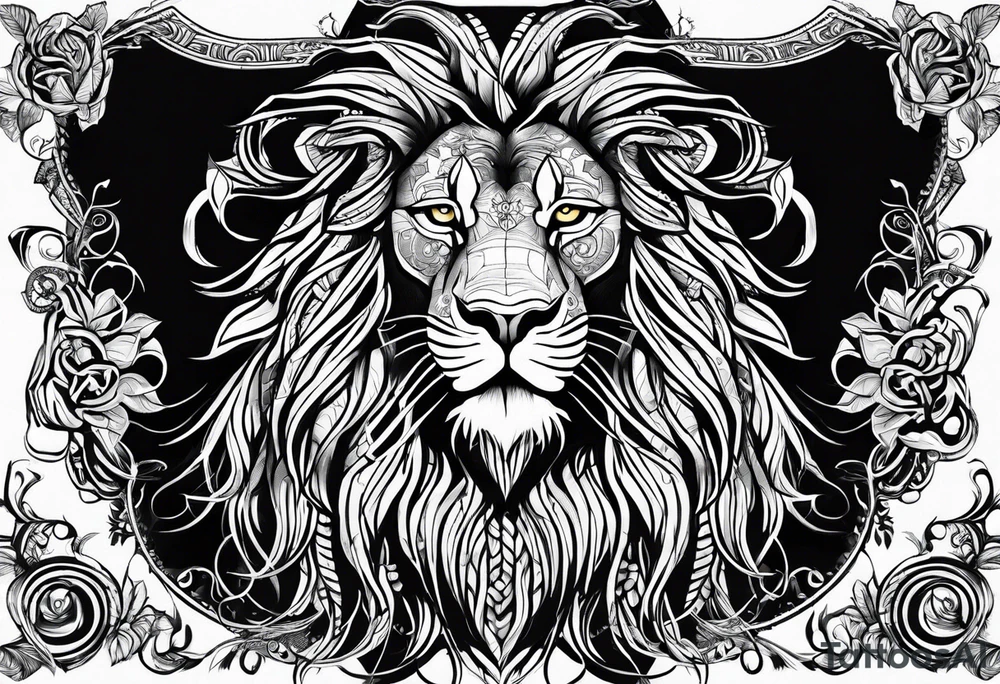 Jamaican lion with dreads tattoo idea