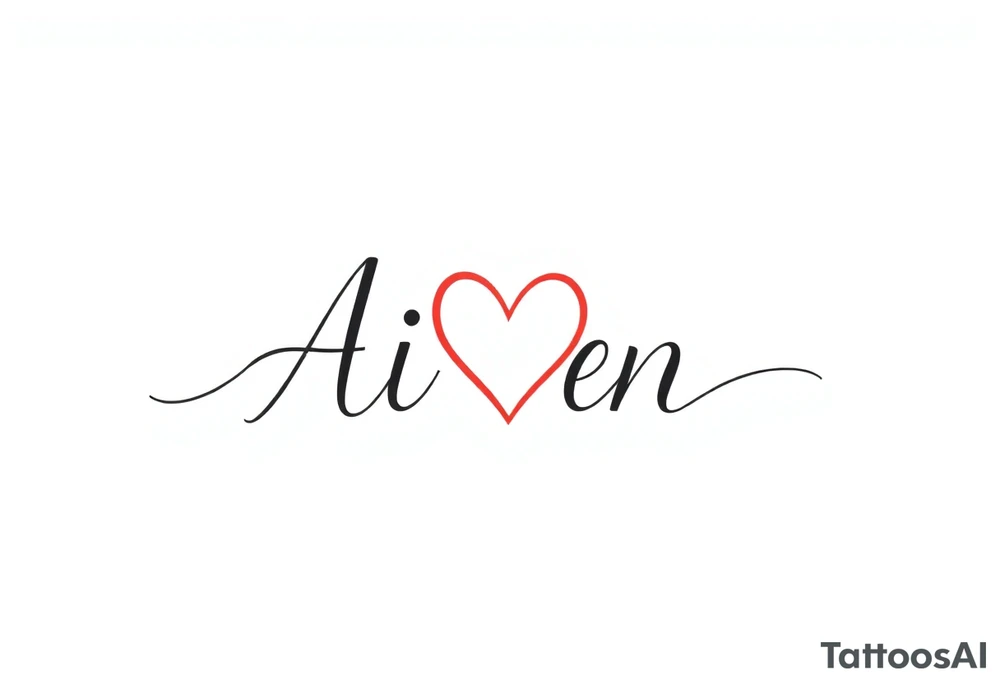The name Aiden with a love heart tattoo idea