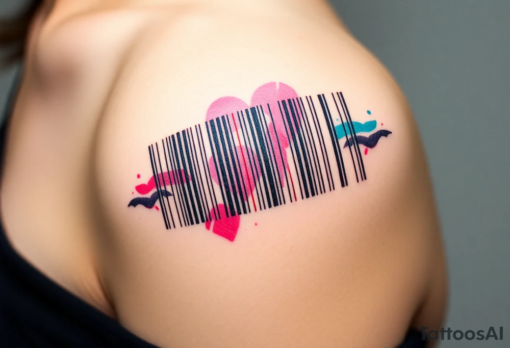 A barcode where the lines glitch and distort at the edges, symbolizing a love that breaks traditional codes. tattoo idea