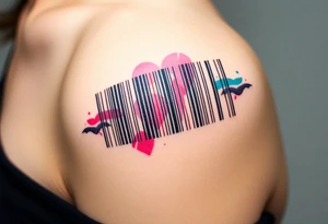 A barcode where the lines glitch and distort at the edges, symbolizing a love that breaks traditional codes. tattoo idea