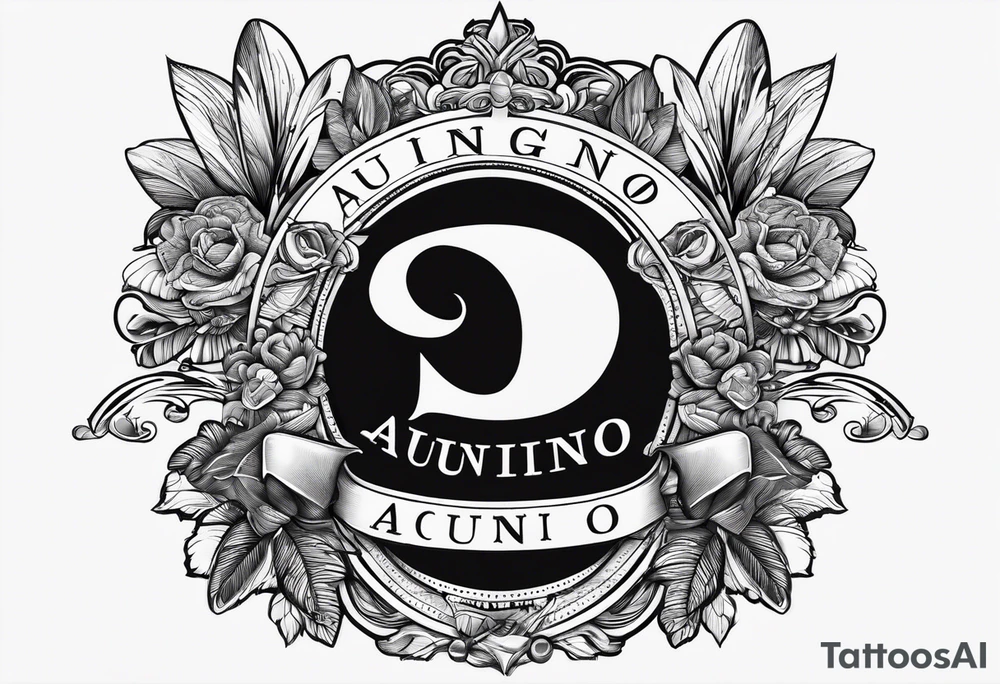 The word Aquino with script font tattoo idea