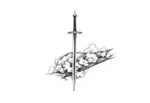 Half sleeve. clouds, sword tattoo idea