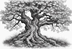 A maple tree with branches and a cross combined into the trunk. tattoo idea