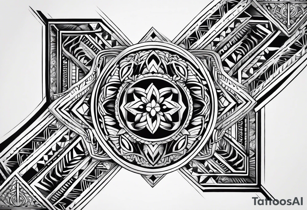 Polynesian tribal pattern forearm tattoo idea