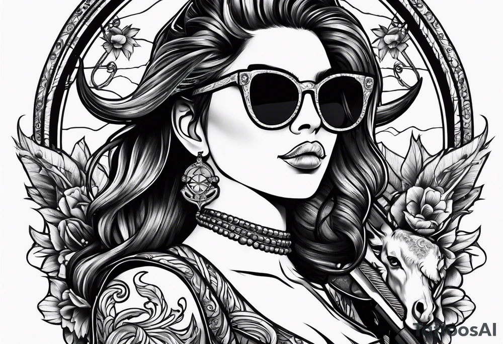 capricorn with sunglasses and shotgun tattoo idea