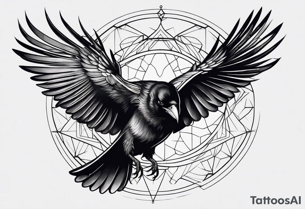 outline of a crow with open wings tattoo idea