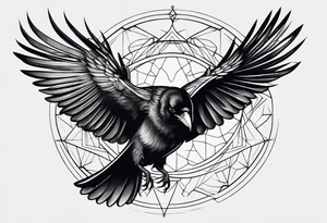 outline of a crow with open wings tattoo idea