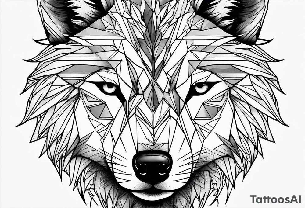 Male young Wolf face tattoo idea