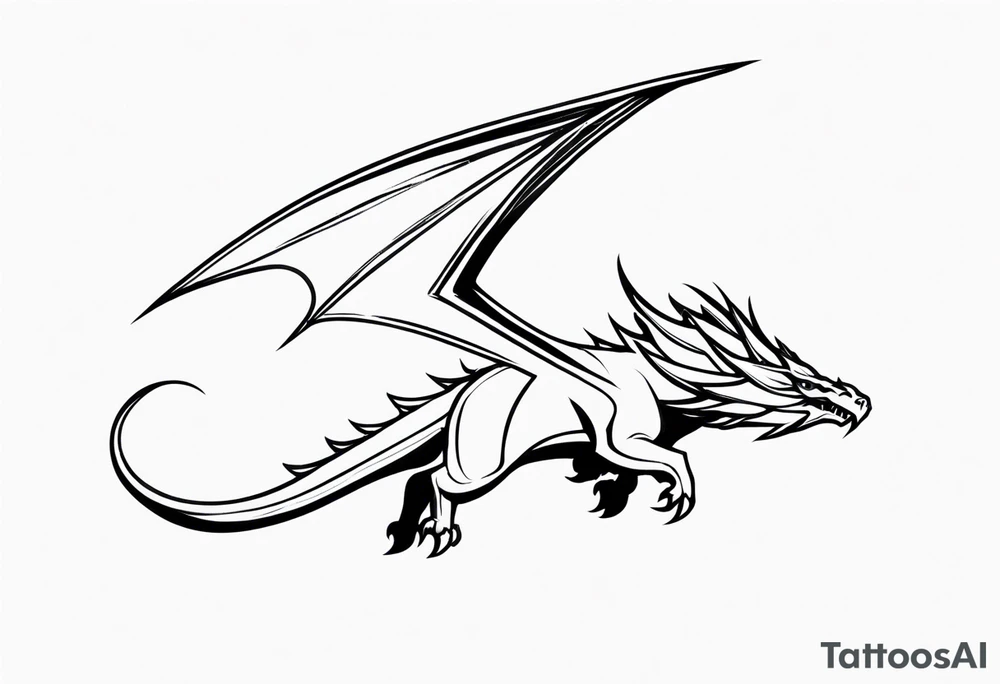Wyvern flying simple tattoo idea