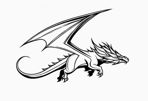 Wyvern flying simple tattoo idea