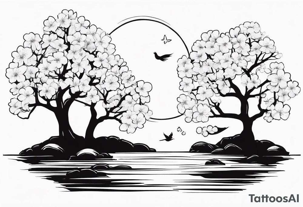 I love you in another language with cherry blossom trees coming im and out of it tattoo idea