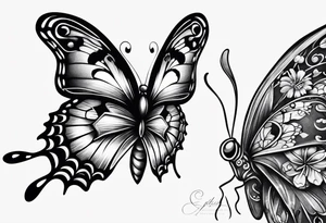 one pretty butterfly and one moth next to each other tattoo idea