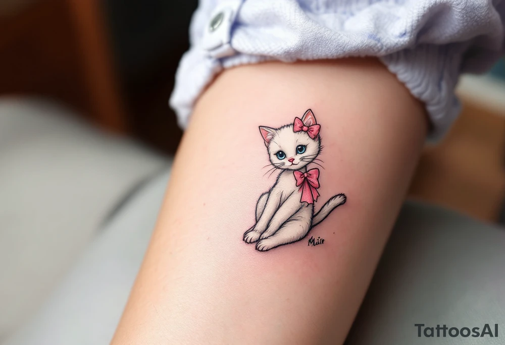 Marie is a small white kitten with a pink bow who believes that ladies should always be proper and polite. tattoo idea