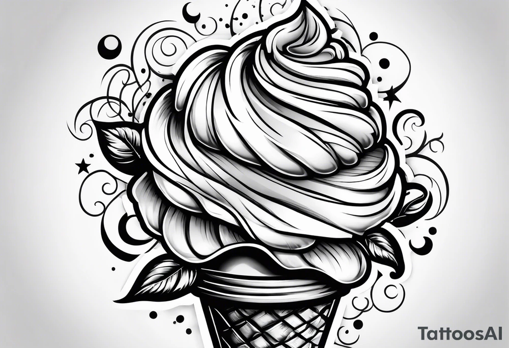 one scoop ice cream cone tattoo idea
