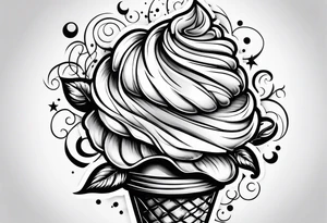 one scoop ice cream cone tattoo idea
