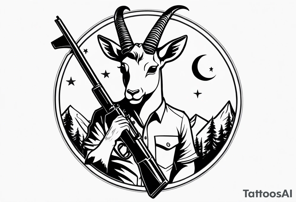 capricorn with sunglasses and shotgun tattoo idea