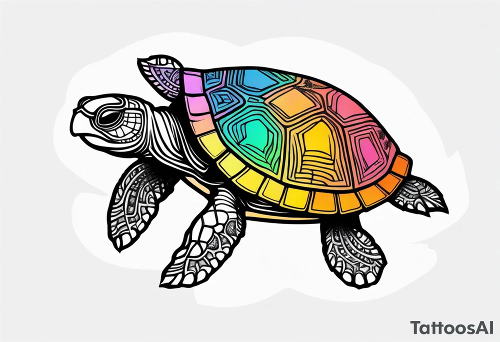 tropical psychedelic turtle, from above tattoo idea