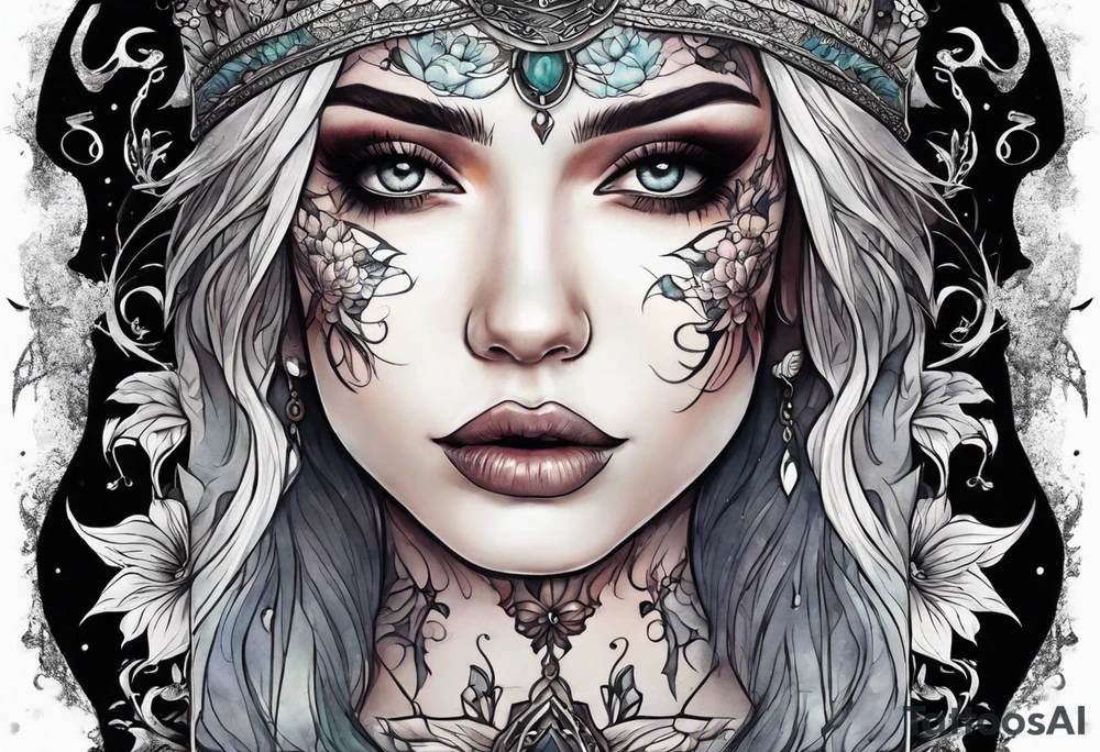 Woman walking out of a graveyard  leaving her old terrifying past behind her ethereal and mysterious tattoo idea