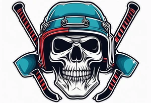 hockey skull with helmet tattoo idea