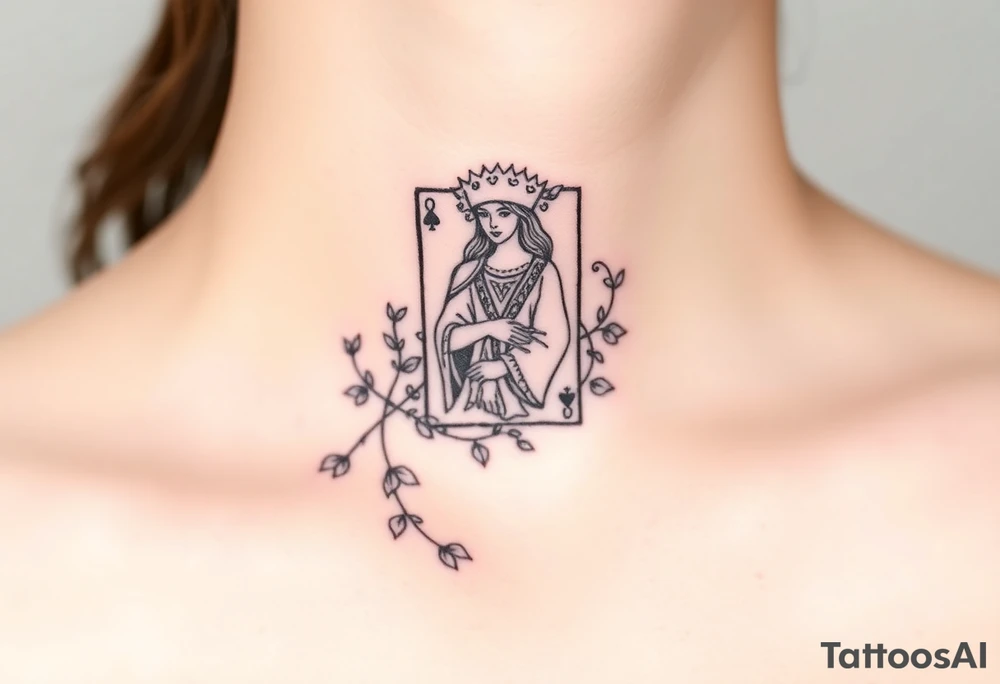 Queen of spades surrounded by ivy tattoo idea