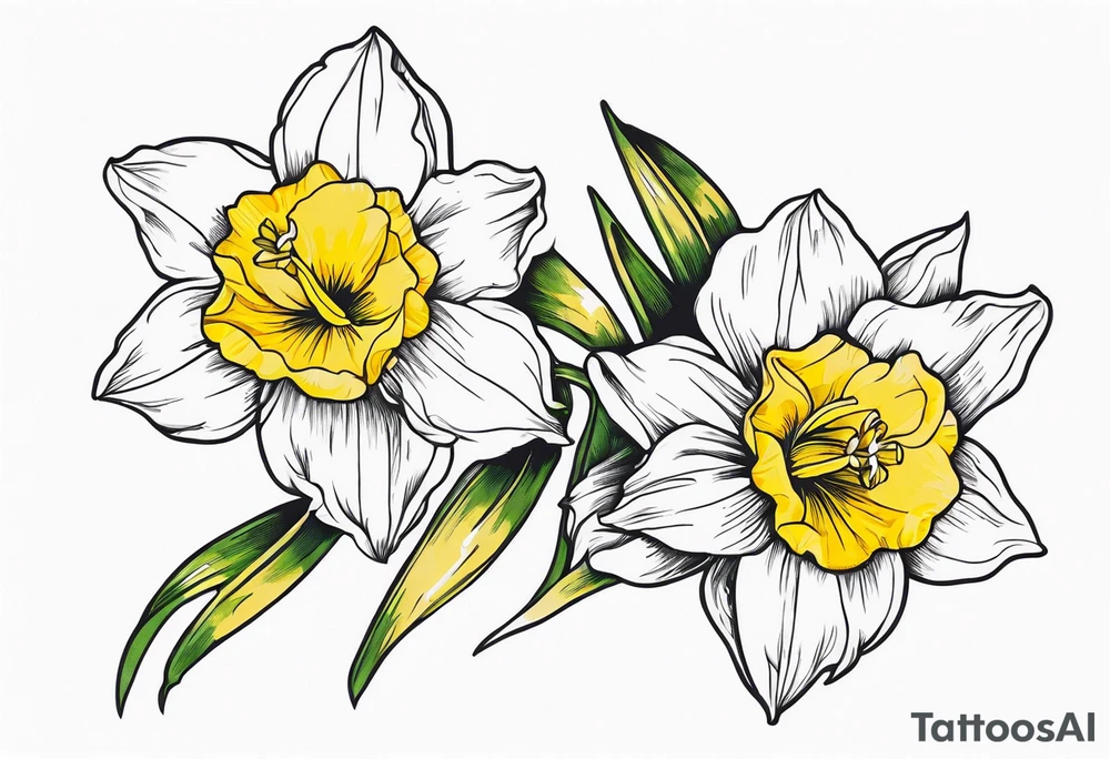 Daffodil birth flower chain tattoo idea