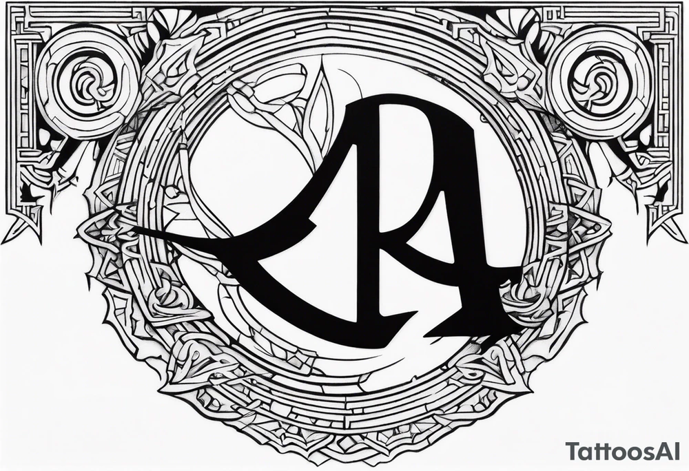 the letters A R in the middle of a ninja headband tattoo idea