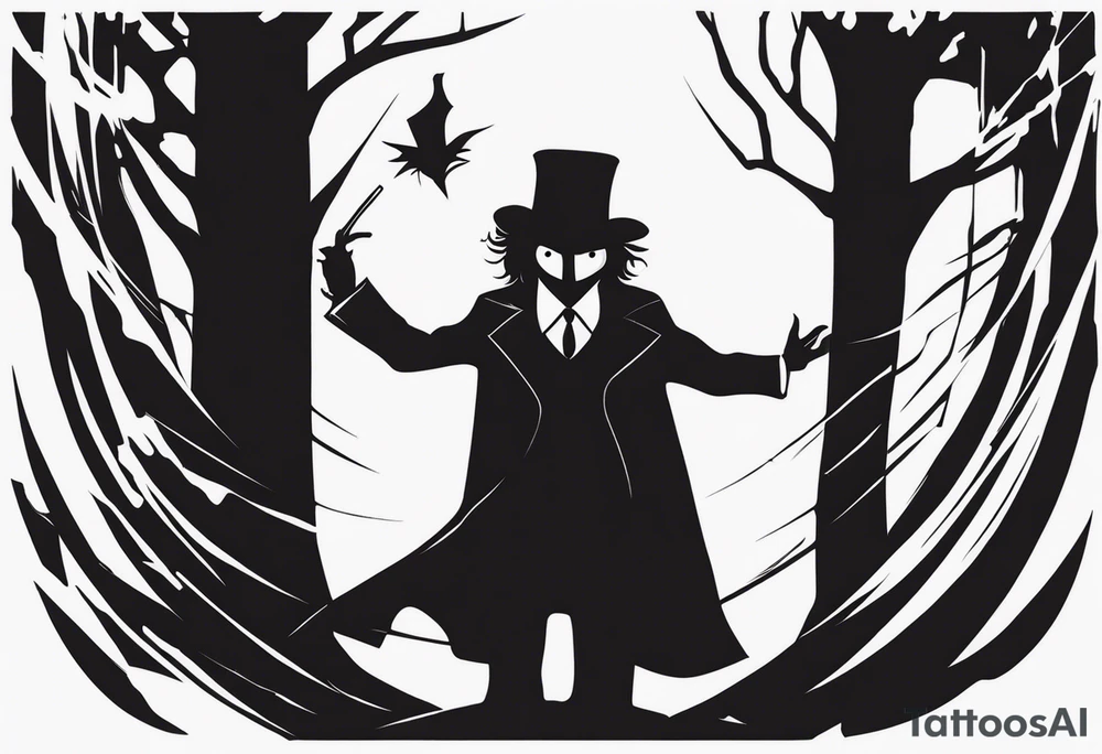 the babadook from the movie in a shadow tattoo idea