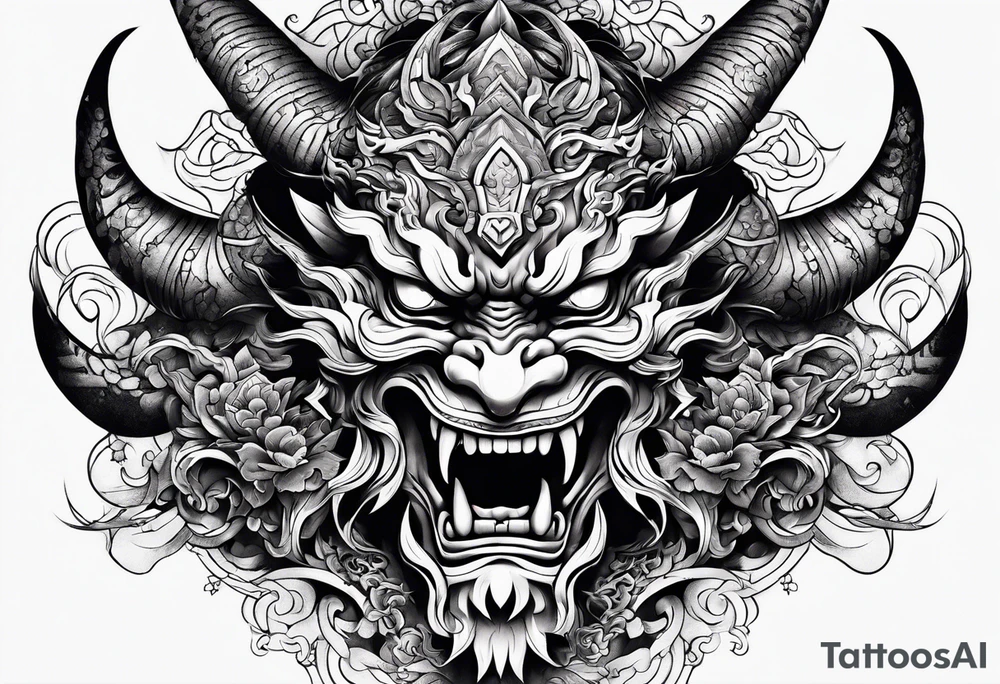japanese demon tattoo idea