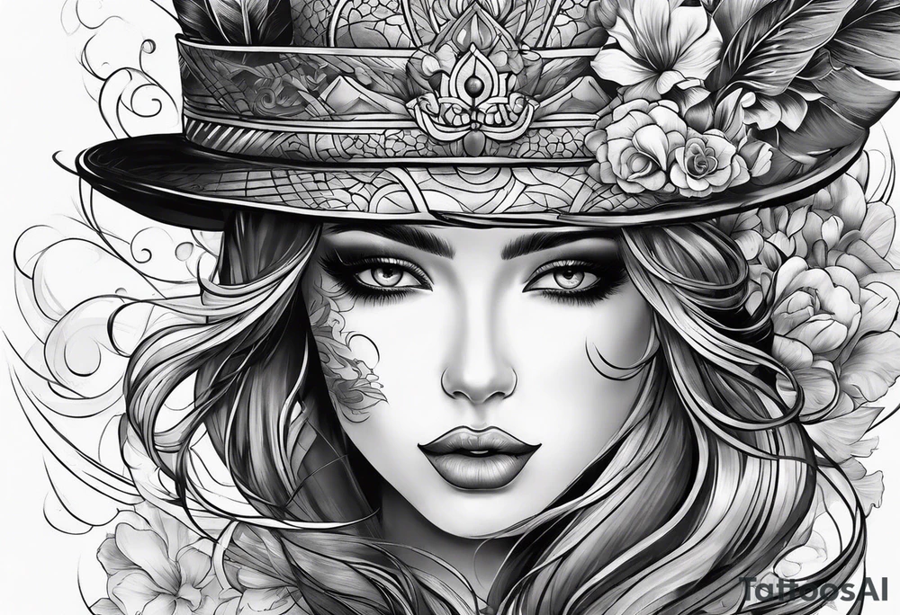 Face with eyes with background and clouds tattoo idea
