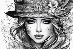 Face with eyes with background and clouds tattoo idea