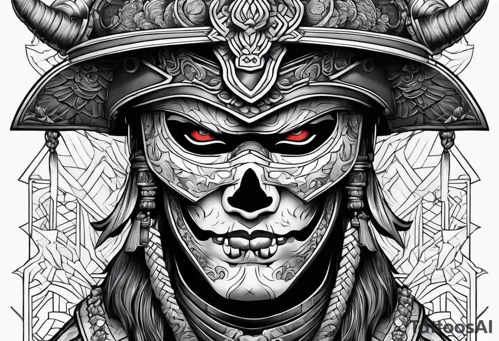 Japanese Warrior with skull mask tattoo idea
