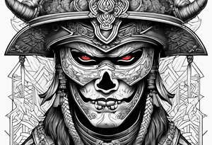 Japanese Warrior with skull mask tattoo idea