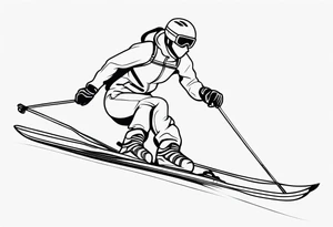 Line drawing skier tattoo idea