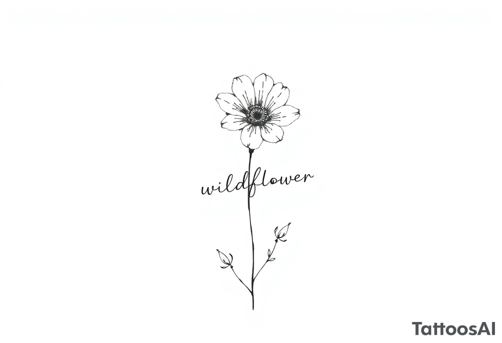 A flower with the word wildflower as the stem tattoo idea