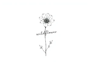 A flower with the word wildflower as the stem tattoo idea