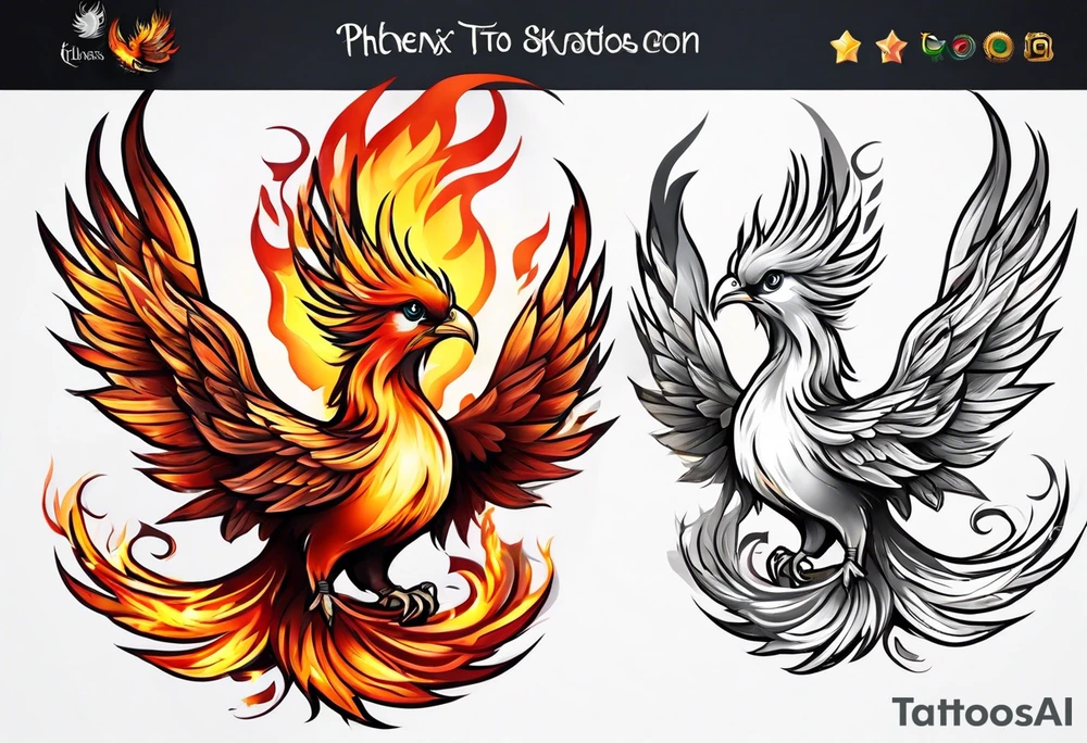 little pheonix in fire tattoo idea