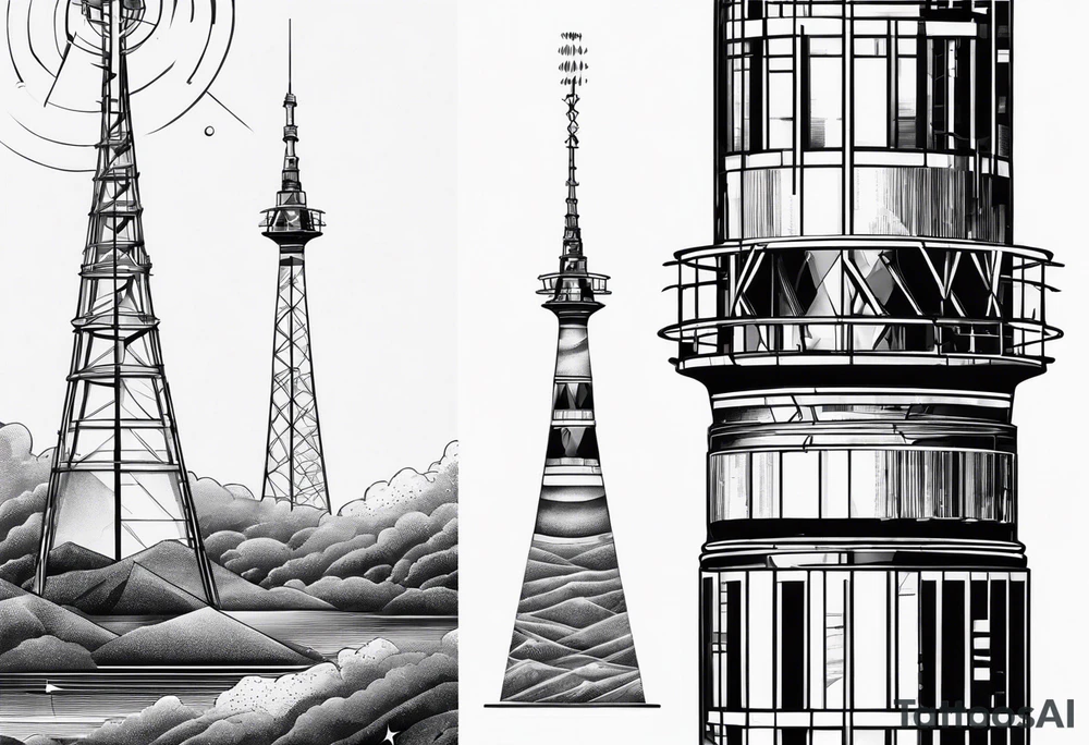 Radio tower, radiation emissions, geometry, arm sleeve tattoo idea