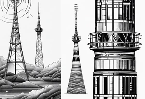 Radio tower, radiation emissions, geometry, arm sleeve tattoo idea