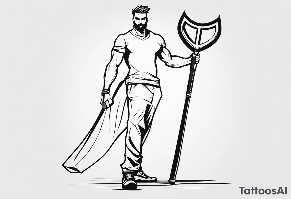 full body drawing of a giant holding a club tattoo idea