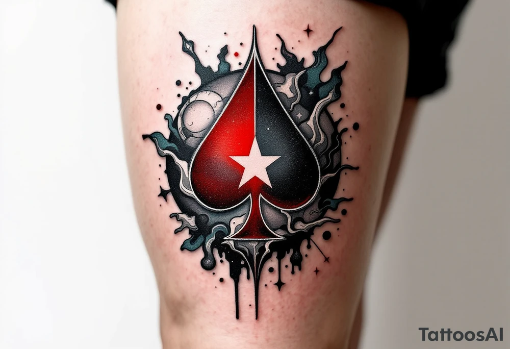 A modern design with a minimalist black ball and just one red panel showing the club star. tattoo idea