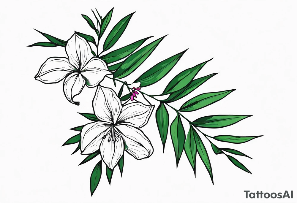 bamboo branch, monsteria leaf, bouganvillea tattoo idea bamboo branch, monsteria leaf, bouganvillea tattoo idea