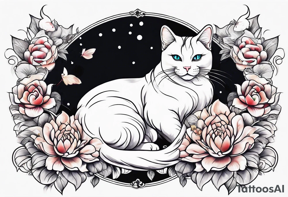 Cat on top of budha playing with a mice tattoo idea