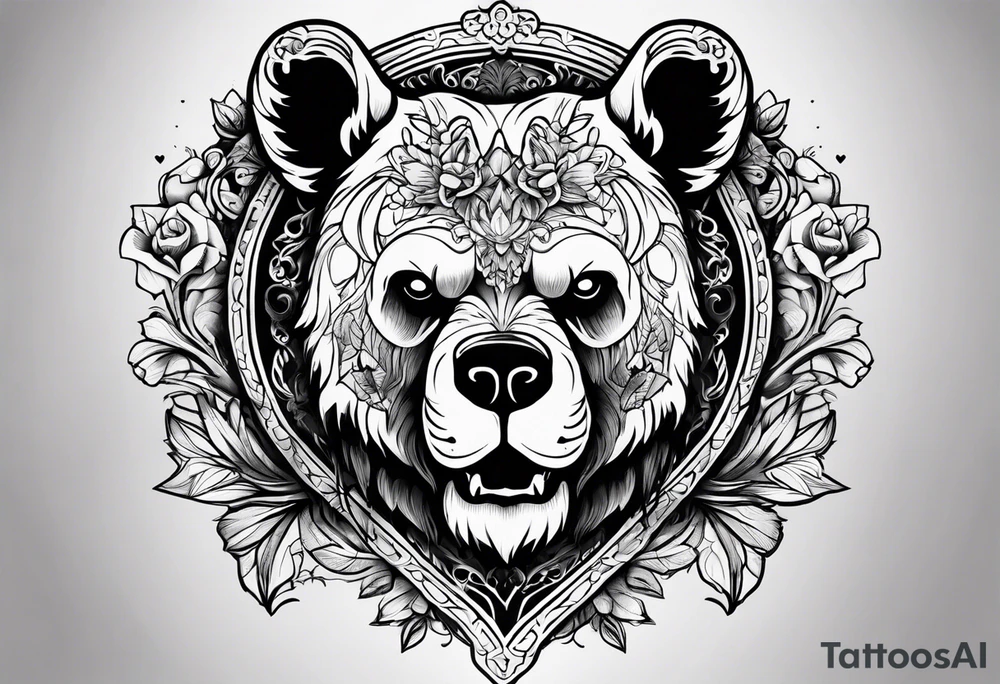 skeleton bears head gothic tattoo idea
