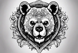 skeleton bears head gothic tattoo idea