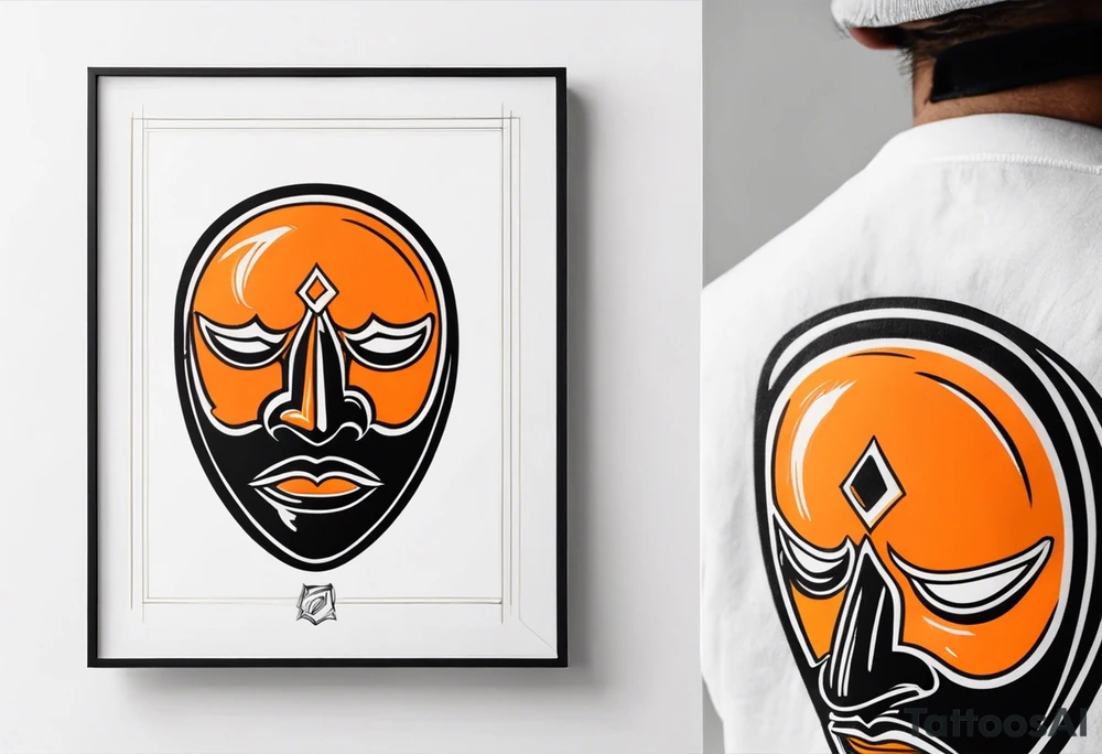 Crying mask that is orange and black tattoo idea