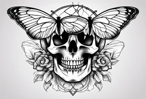 Skull with butterfly tattoo idea