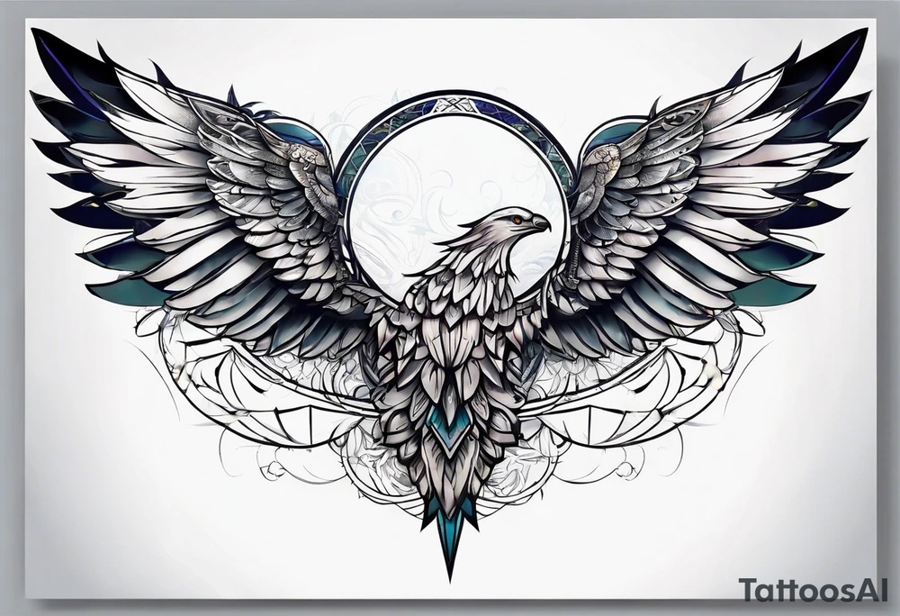a pair of wings with a halo above them tattoo idea