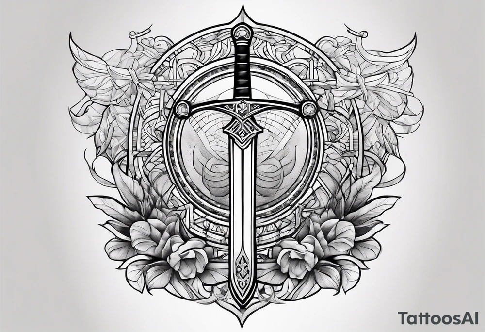 Sword with Libra scales, kinda cybersigilism, kinda earthy tattoo idea