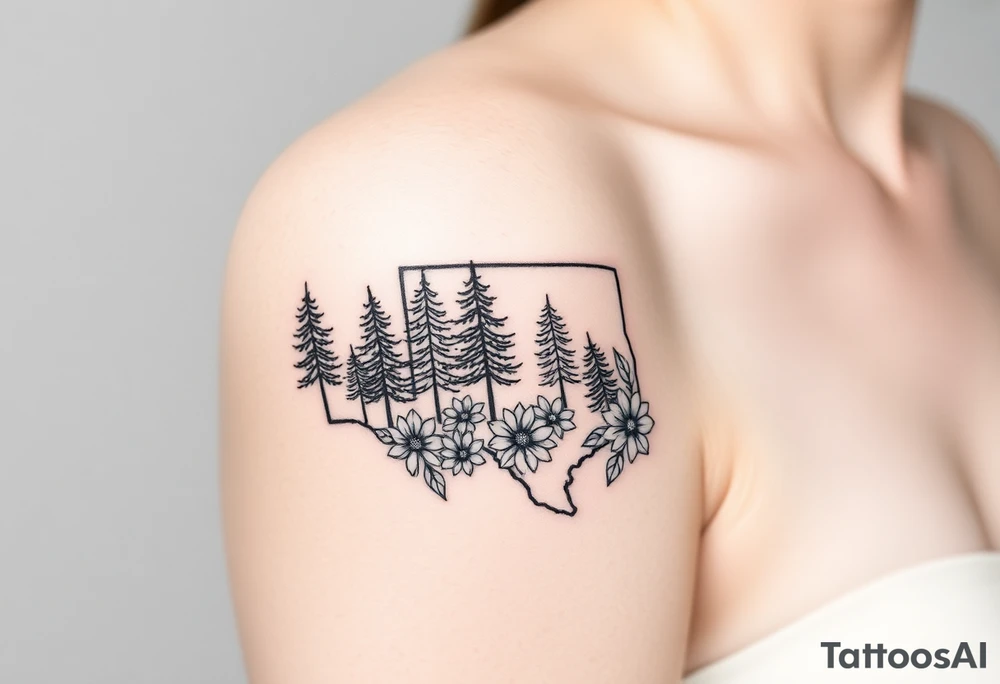 Texas 
Washington 
Connecticut 
All separate states 
State trees and flowers tattoo idea
